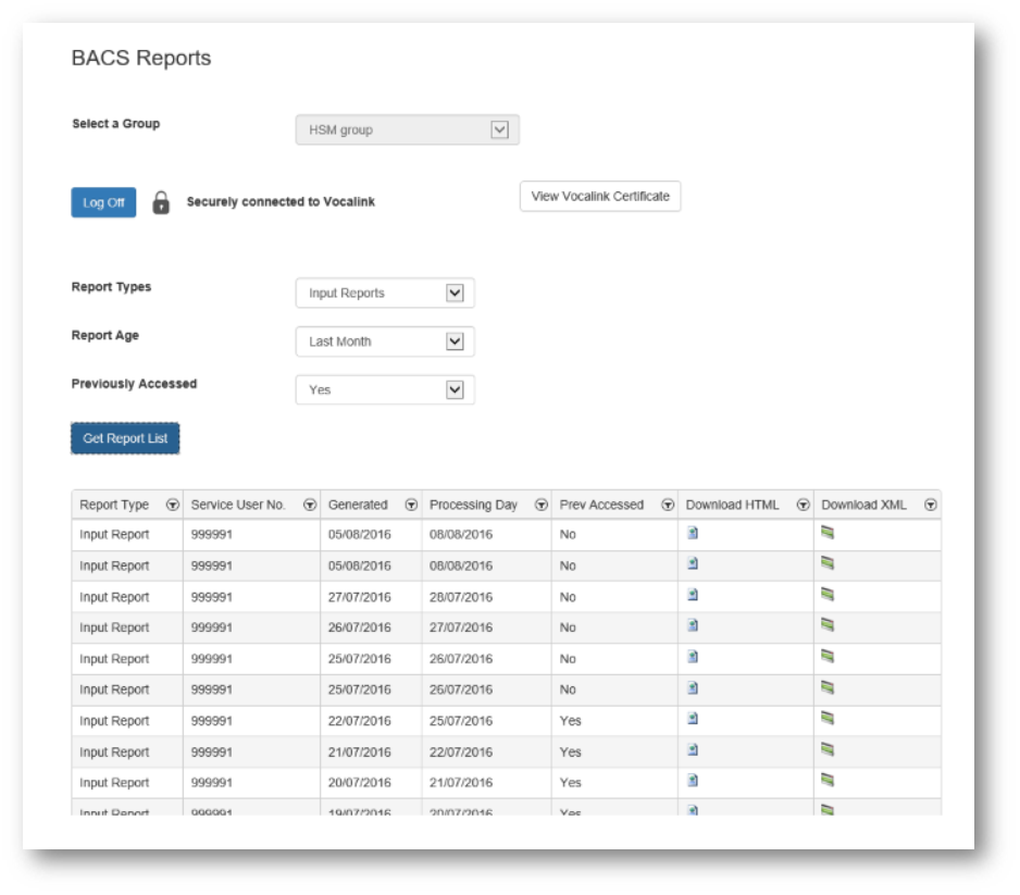 Download BACS Reports